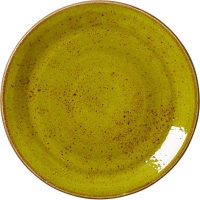 Тарелка мелкая Крафт Эппл фарфор D=25, H=2см; желто-зел.