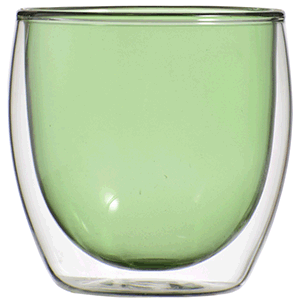 Бокал двойные стенки Thermic Glass термост.стекло; 250мл; D=8см зеленый