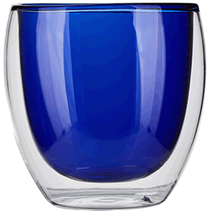 Бокал двойные стенки Thermic Glass термост.стекло; 250мл; D=8см; синий