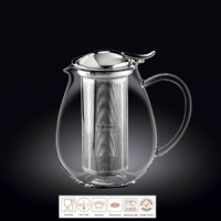 Чайник заварочный 1300 мл короткий носик,с откидной крышкой и колбой нерж. Thermo Glass Wilmax